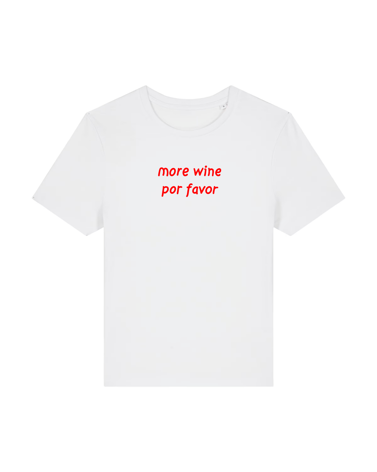 The More Wine Por Favor Baby Tee White